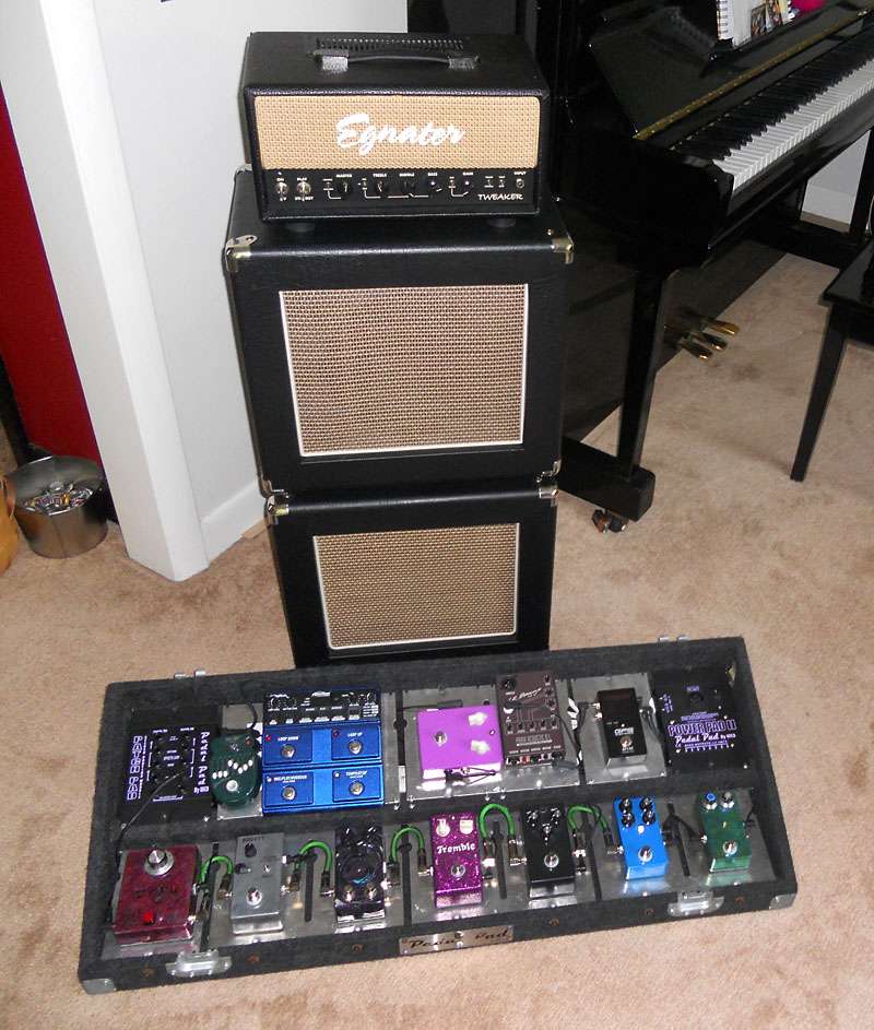 My mostly DIY pedalboard, Egnater amp with two custom 1x12's (alnico ...